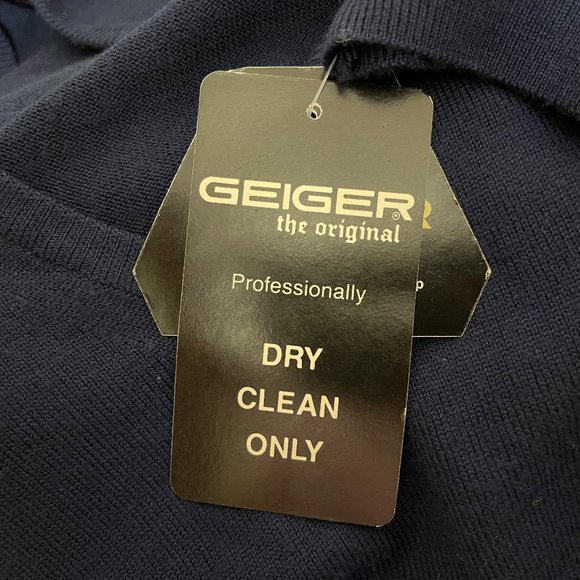 Men's Geiger VINTAGE Navy Wool V Neck Sweater - Picture 7 of 10